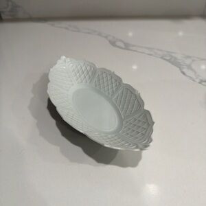 Limoges White Lattice Embossed Ceramic Decorative Bowl trinket dish